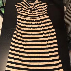 Black and beige stripped long dress loose fitting